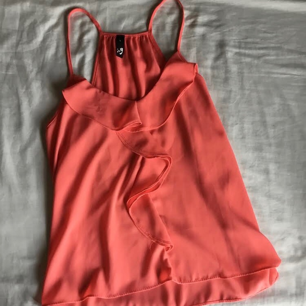 Coral Ruffled Blouse